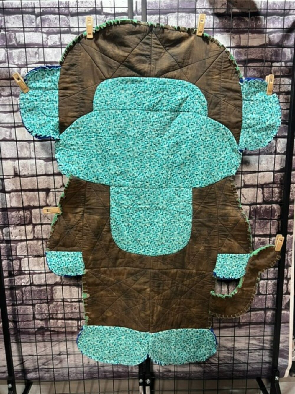 Blue & Green Large Monkey Rag Quilt - Picture 7 of 9